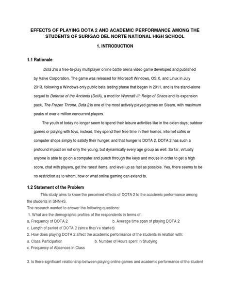effects of dota on academic performance|(PDF) THE EFFECTS OF DOTA 2 ON PSYCHOLOGICAL .